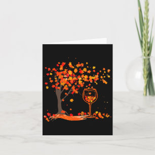 Carte Verre de vin feuille d'érable automne chute drôle