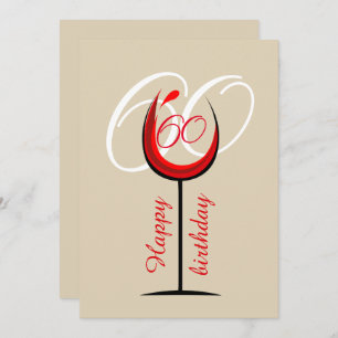 Carte Verre rouge moderne Script 60e anniversaire