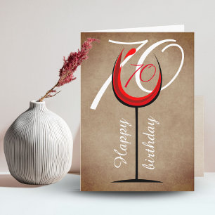 Carte Verre rouge rustique Script 70e anniversaire