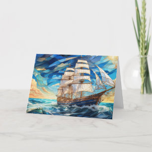 Carte Verre tendu Bateau à voile Vintage dans l'océan
