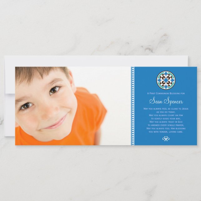 Carte Verre tendu Garde photo de la sainte première comm (Devant)