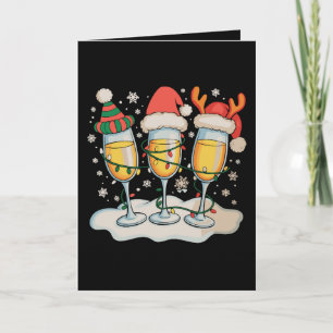 Carte Verres à Champagne Santa Renne Noël Xmas