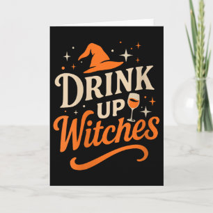 Carte Verres à vin pour sorcières Buvez Mesdames Hallowe