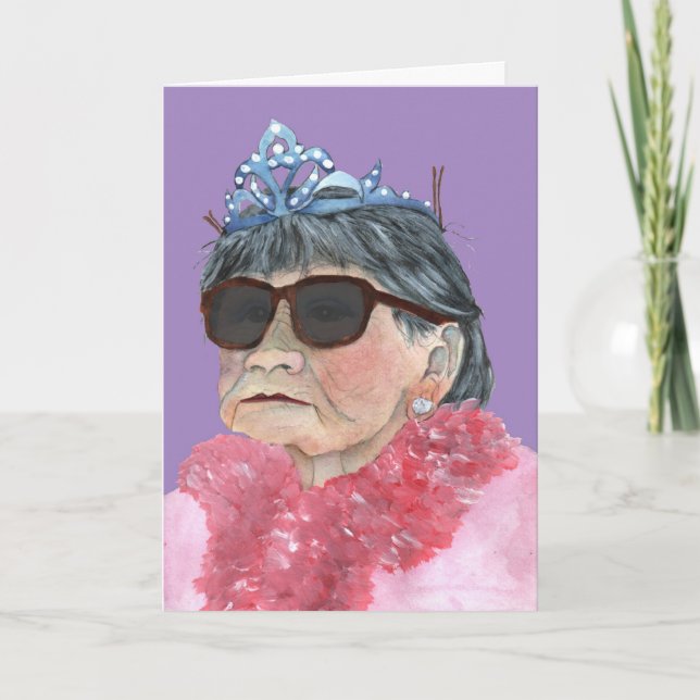 Carte verres pourpres de princesse d'anniversaire (Devant)