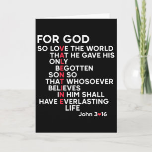 Carte Verset biblique chrétien pour Dieu Jean 3 16 Jésus