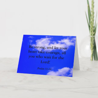 Carte Verset biblique de courage fort Ciel bleu Nuages b