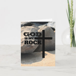 Carte Verset biblique Dieu est mon Rocher Croix noire Ch