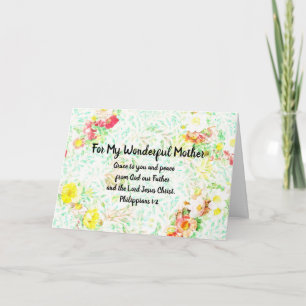 Carte Verset biblique floral pour la fête des mères Phil