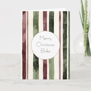 Carte Vert Bourgogne Rouge Crème Rayures Noël