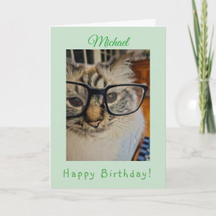Carte Vert CAT Original Photo ANNIVERSAIRE Nom
