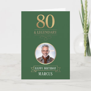 Carte Vert et or élégant 80e anniversaire légendaire