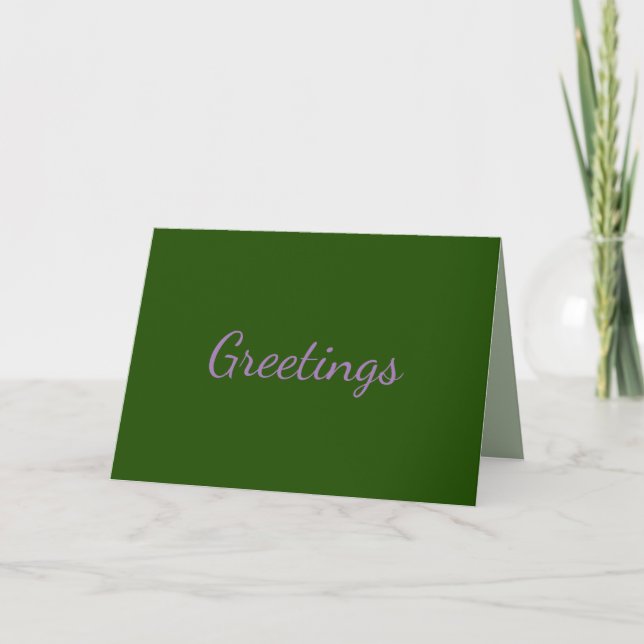 Carte Vert foncé avec texte lavande, (Devant)