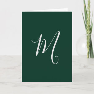 Carte Vert foncé uni élégant moderne monogramme propre n