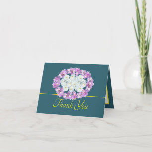 Carte Vert Jaune Chic Rose Crocus Merci de couronne