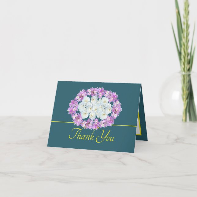 Carte Vert Jaune Chic Rose Crocus Merci de couronne (Devant)