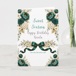 Carte Vert sarcelle Sweet Sixteen