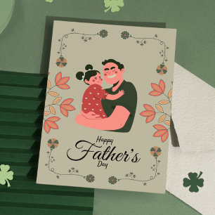 Carte Vert Sauge Floral Moderne Joyeux Papa - Fête des P