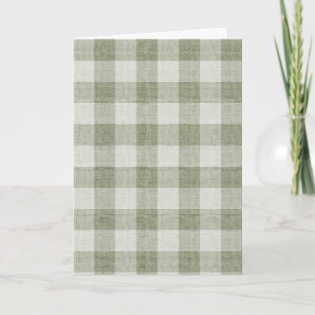 Carte Vert sauge gingham texture de lin à carreaux de Bu (Devant)