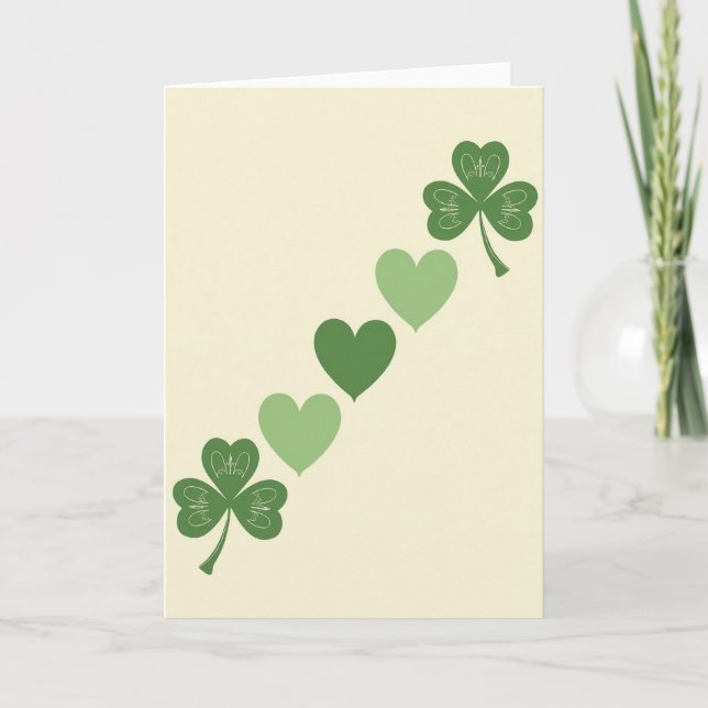 Carte verte Chanceux Shamrocks Cœurs (Devant)