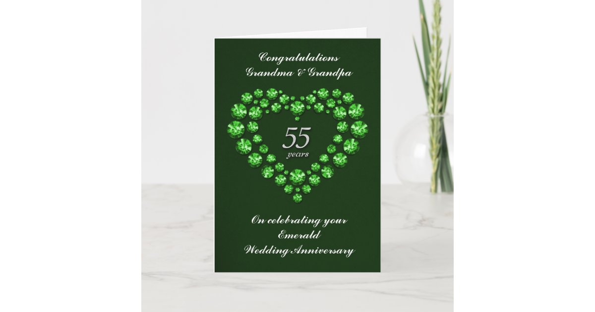 Carte Verte D Anniversaire De Mariage 55 Ans Zazzle Fr