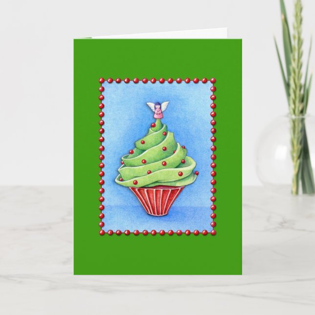 Carte verte de Noël Cupcake (Devant)