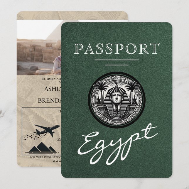 Carte verte d'Égypte Invitation de mariage (Devant / Derrière)