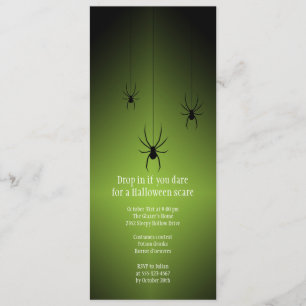 Carte verte d'invitation de Halloween d'araignée