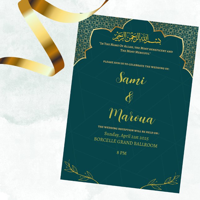 Carte verte et or simple pour sauvegarder la date (Créateur téléchargé)