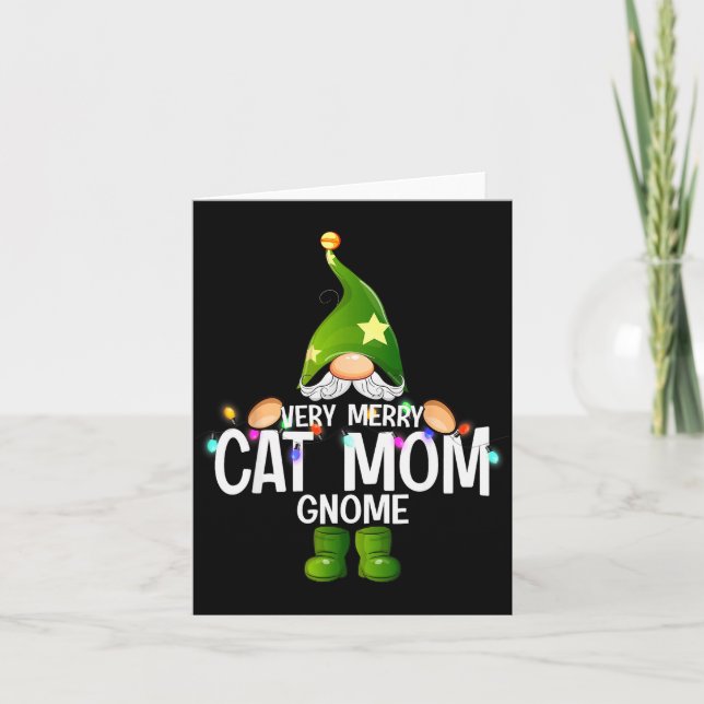 Carte Very Merry Cat Mom Gnome Christmas Matching  (Devant)