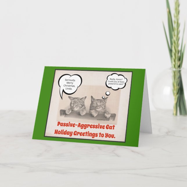 Carte Vêtements de Noël Passive Aggressive Chat (Devant)