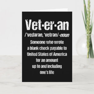 Carte VÉTÉRAN DRÔLE Cadeau de vétéran américain Jour des