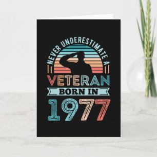 Carte Vétéran né en 1977 50e anniversaire Cadeau militai