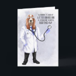Carte Vétérinaire Funny BIrthday Hound Chig Docteur<br><div class="desc">Une drôle de carte d'anniversaire bien adaptée à l'animal médecin,  avec une caricature stupide avec le corps d'un médecin dans un manteau blanc,  et une tête de chien de chien.</div>
