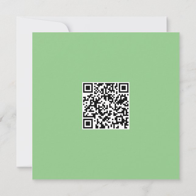 Carte Vibe moderne monochrome vert pur Code QR (Dos)
