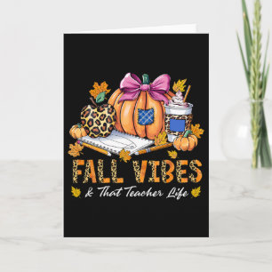 Carte Vibes d'automne et vie d'enseignant crayon citroui
