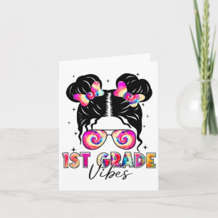 Carte Vibes de 1re année Messy Bun Girl - Première class