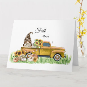Carte Vibes de automne Leopard Gnome Tournesol Jaune Pic