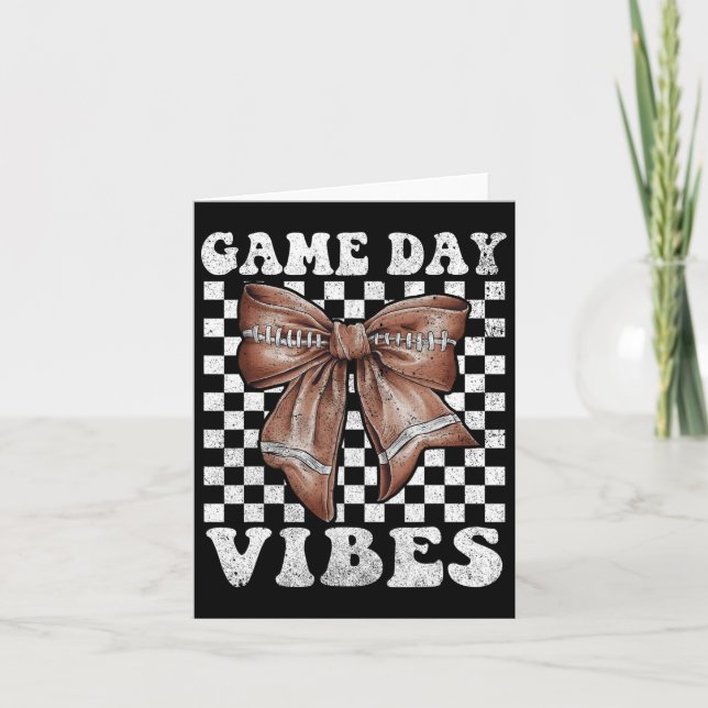 Carte Vibes de jour de match Coquette Bow Maman de footb (Devant)