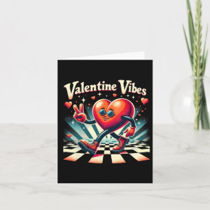 Carte Vibes de la Saint-Valentin Groovy à carreaux Cœur