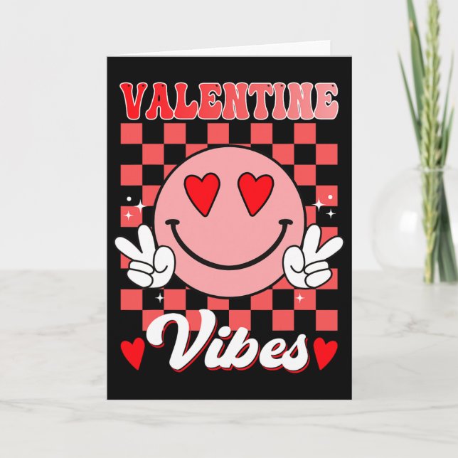 Carte Vibes de la Saint-Valentin Groovy Hommes Femmes Gi (Devant)