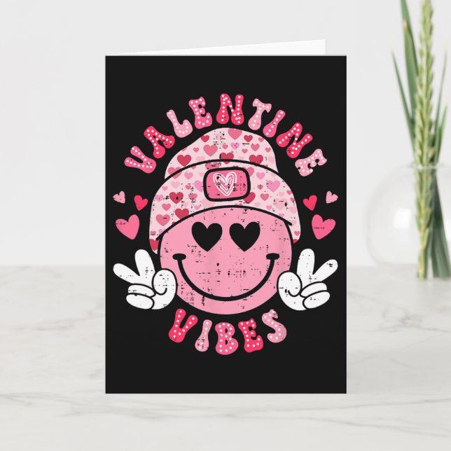 Carte Vibes de la Saint-Valentin Groovy Sourire Visage F (Devant)