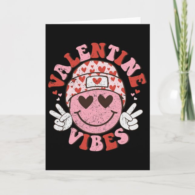 Carte Vibes de la Saint-Valentin Sourire Rétro Visage Jo (Devant)