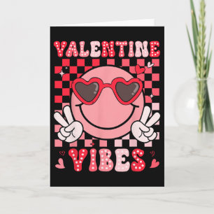 Carte Vibes de la Saint-Valentin Visage Souriant Groovy