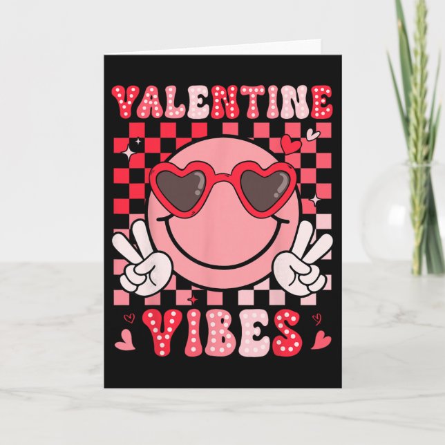 Carte Vibes de la Saint-Valentin Visage Souriant Groovy  (Devant)