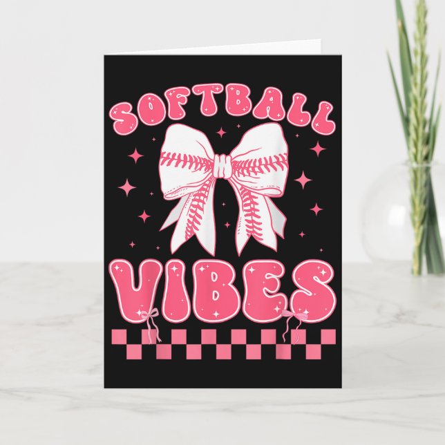 Carte Vibes de softball Couqette de softball Groovy de s (Devant)