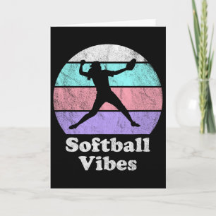 Carte Vibes de Softball Rétro Vintage Filles ou Femme La