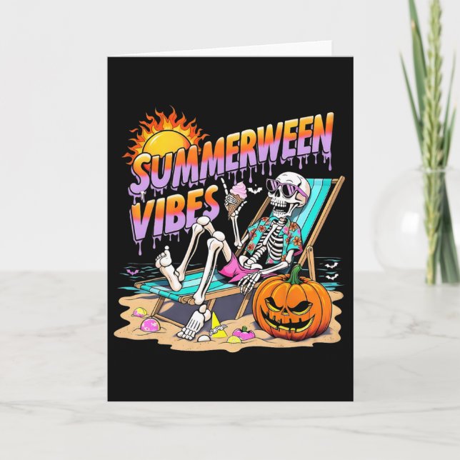 Carte Vibes de Summerween Citrouille squelette Vacances  (Devant)