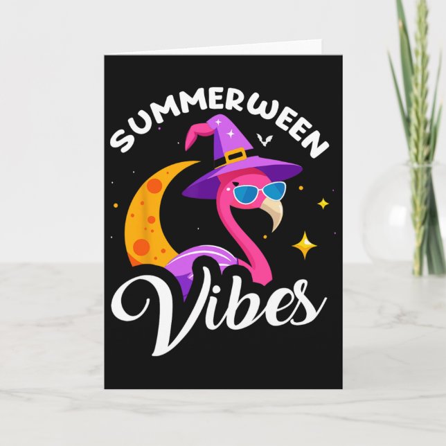 Carte Vibes de Summerween Flamant Rose Été Vacances Hall (Devant)