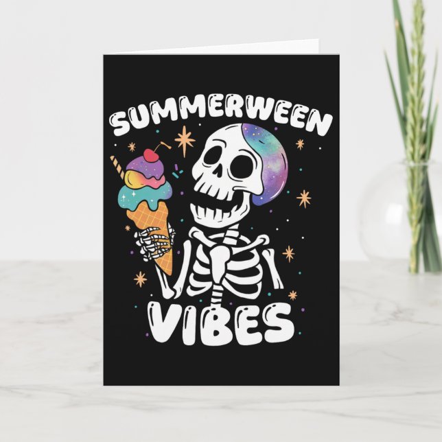 Carte Vibes de Summerween squelette glace été art (Devant)