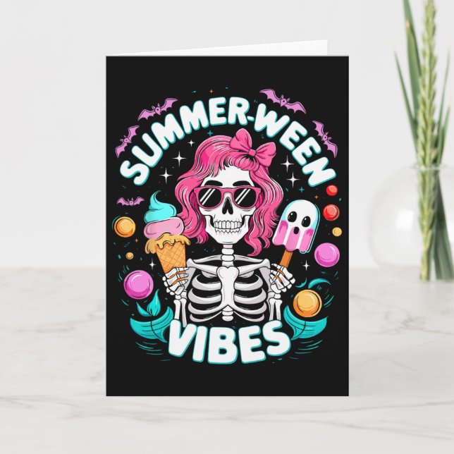 Carte Vibes de Summerween squelette vacances effrayantes (Devant)